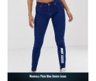 Womens Plain Blue Denim Jeans